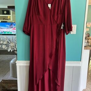 Elegant Burgundy Wrap Dress